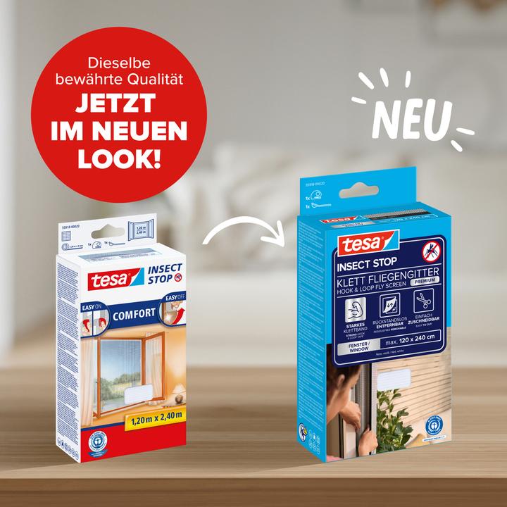 Actual product image tesa Insect screen COMFORT for windows, with Velcro tape, self-adhesive, without drilling (120 x 240 cm)