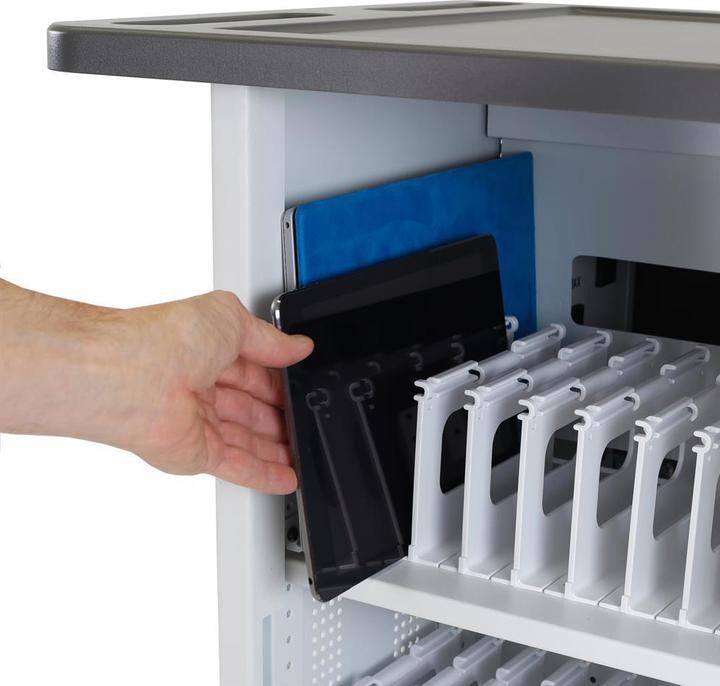 Produktbild Ergotron YES35 - Wagen (nur Laden) für 35 Mobilgeräte - verriegelbar - Grau, weiss - Bilds