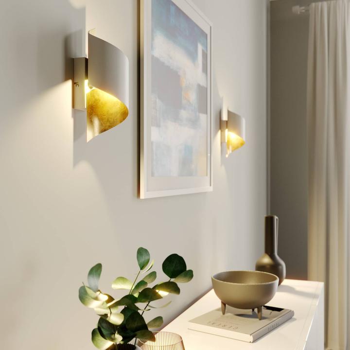 Actual product image Lindby Metal LED wall lamp Desirio, white-gold (330 lm, G9)