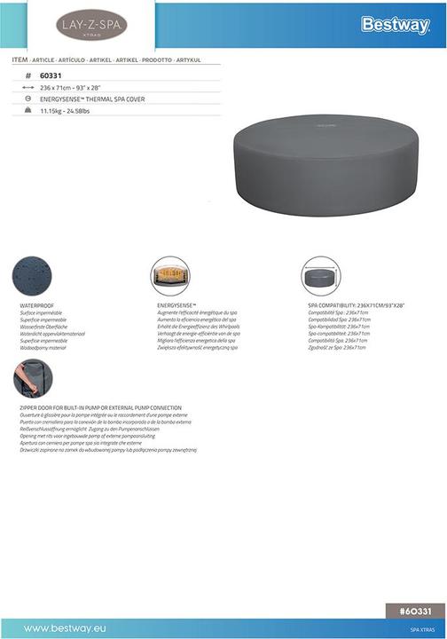 Produktbild Bestway Lay-Z-Spa Thermal Cover Round 236x71cm
