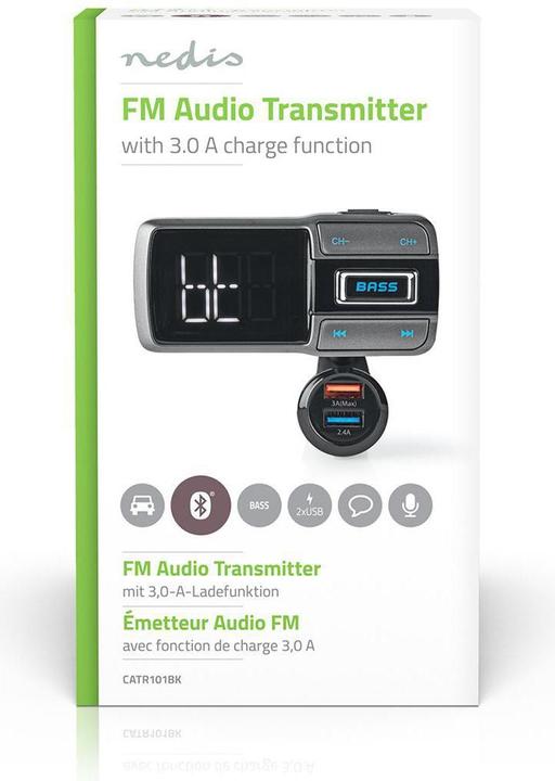 Immagine prodotto Nedis Trasmettitore FM per auto a collo d'oca Vivavoce con schermo a LED da 2,0" Bluetooth® QC 3.0 /