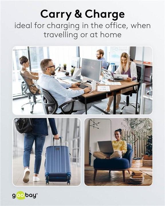 Image du produit Goobay Selbstaufrollendes USB-C-Kabel, 1 m, schwarzsilber (1 m, USB 2.0, 15 W)