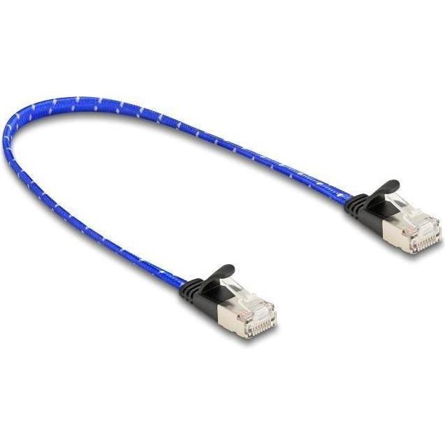 Thumbnail - Delock RJ45 Flachband Netzwerkkabel mit Geflechtmantel Cat.6 (U/FTP, CAT6a, 0.30 m), Netzwerkkabel