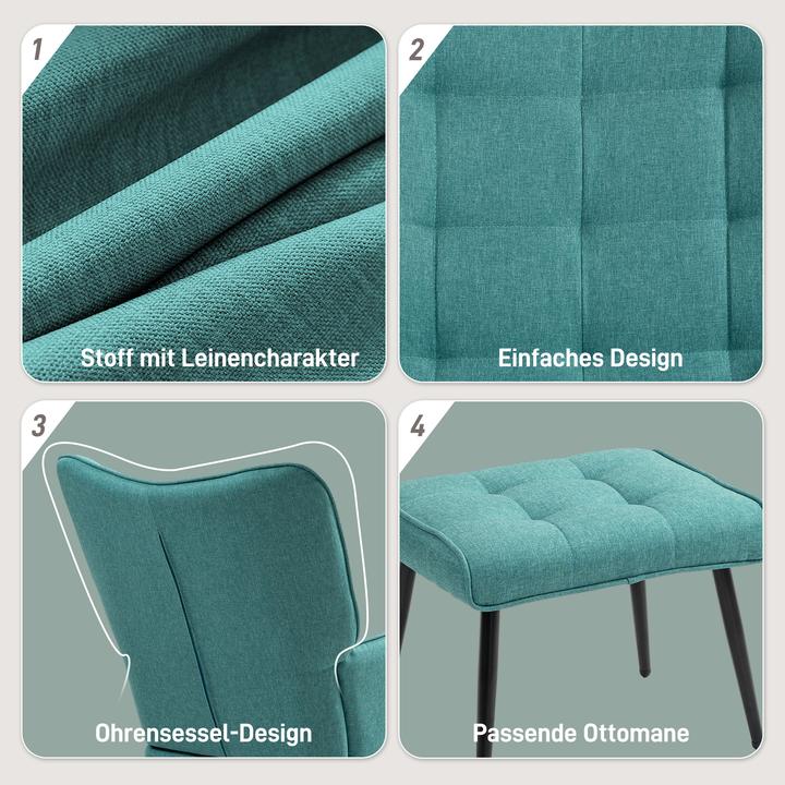 Image du produit Homcom Schaukelstuhl mit Hocker Polyester, Schaumstoff Dunkelgrün