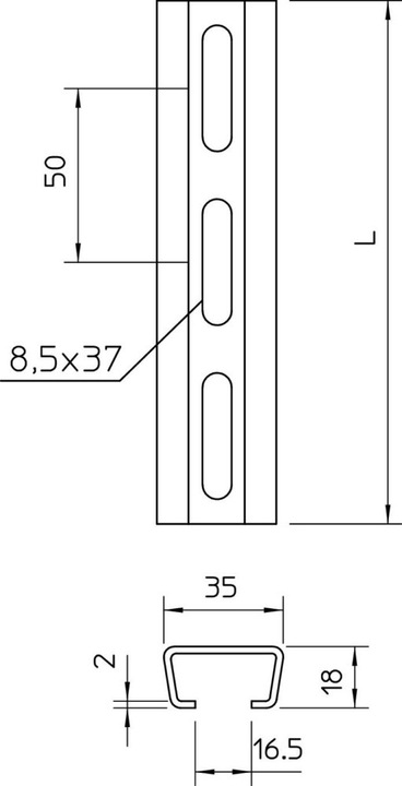 Actual product image OBO Bettermann Perforated profile rail, slot width 1119702 (200 cm)