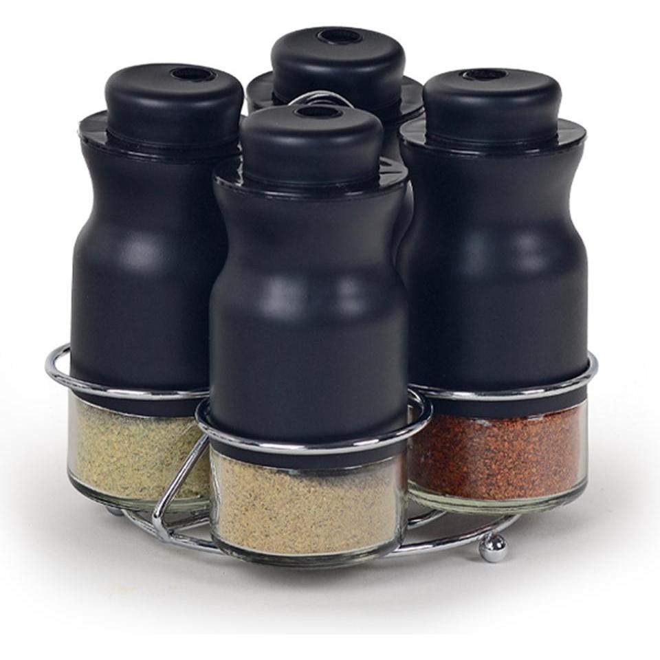 neuetischkultur Gewürzständer 5 teiliges Set, Küchen Organizer, Schwarz