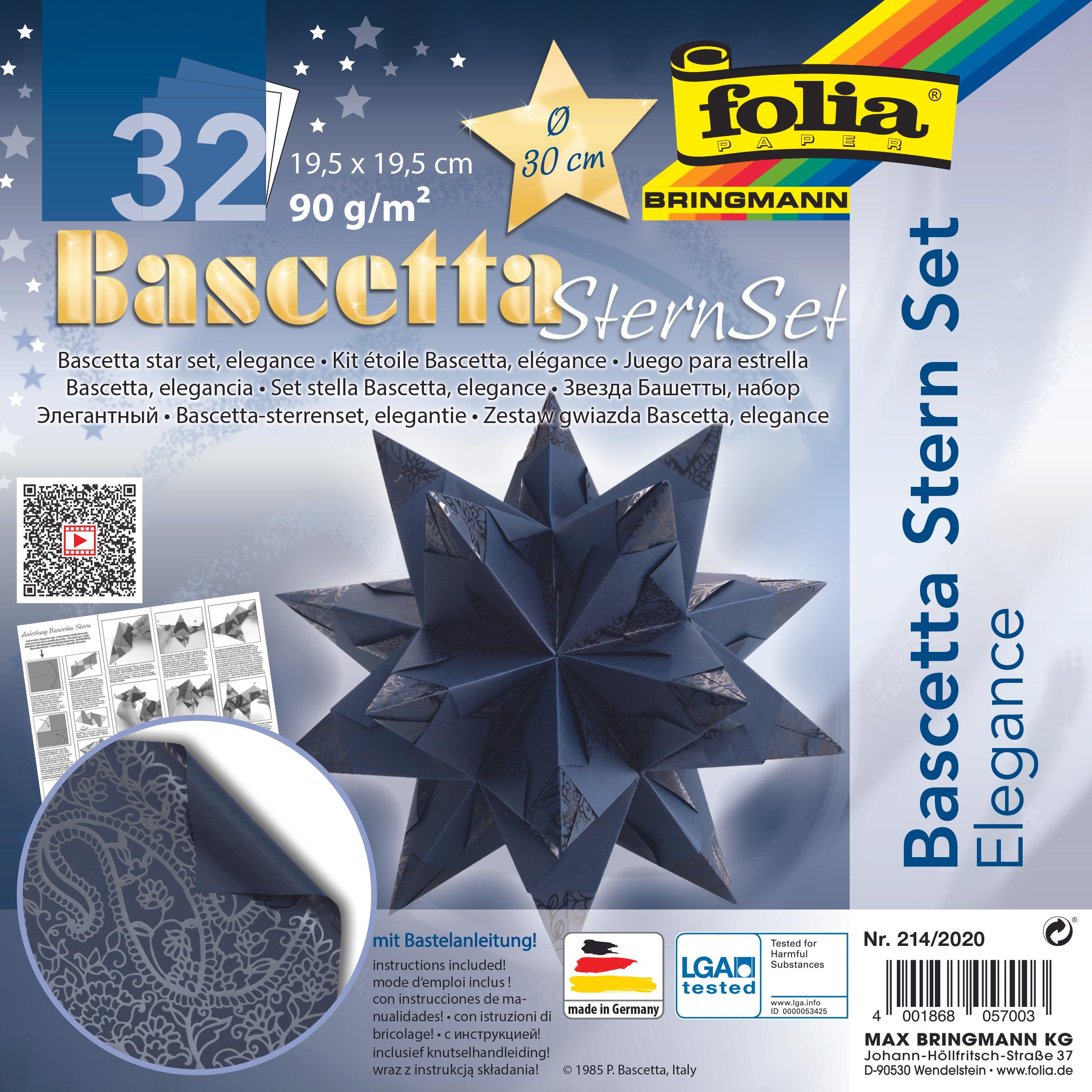 Folia, Bastelpapier, Bascetta-Stern Set, ELEGANCE - INDIAN DREAMS (90 g/m², 32 x)
