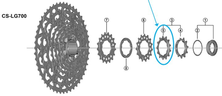 Produktbild Shimano Zahnkranz CS-LG700 13 Zähne Spacer Typ (13)