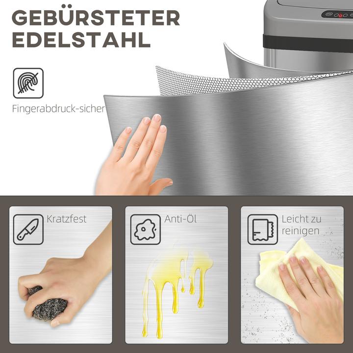 Produktbild Homcom Sensor-Mülleimer ABS, Edelstahl Silber (48 l)