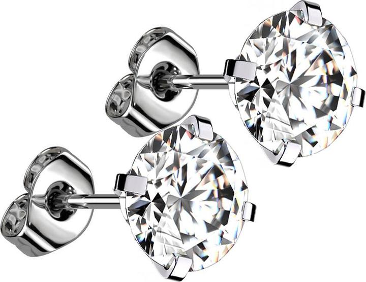 Actual product image Star Piercing Stud earrings with round crystal silver (without brass, Titanium)