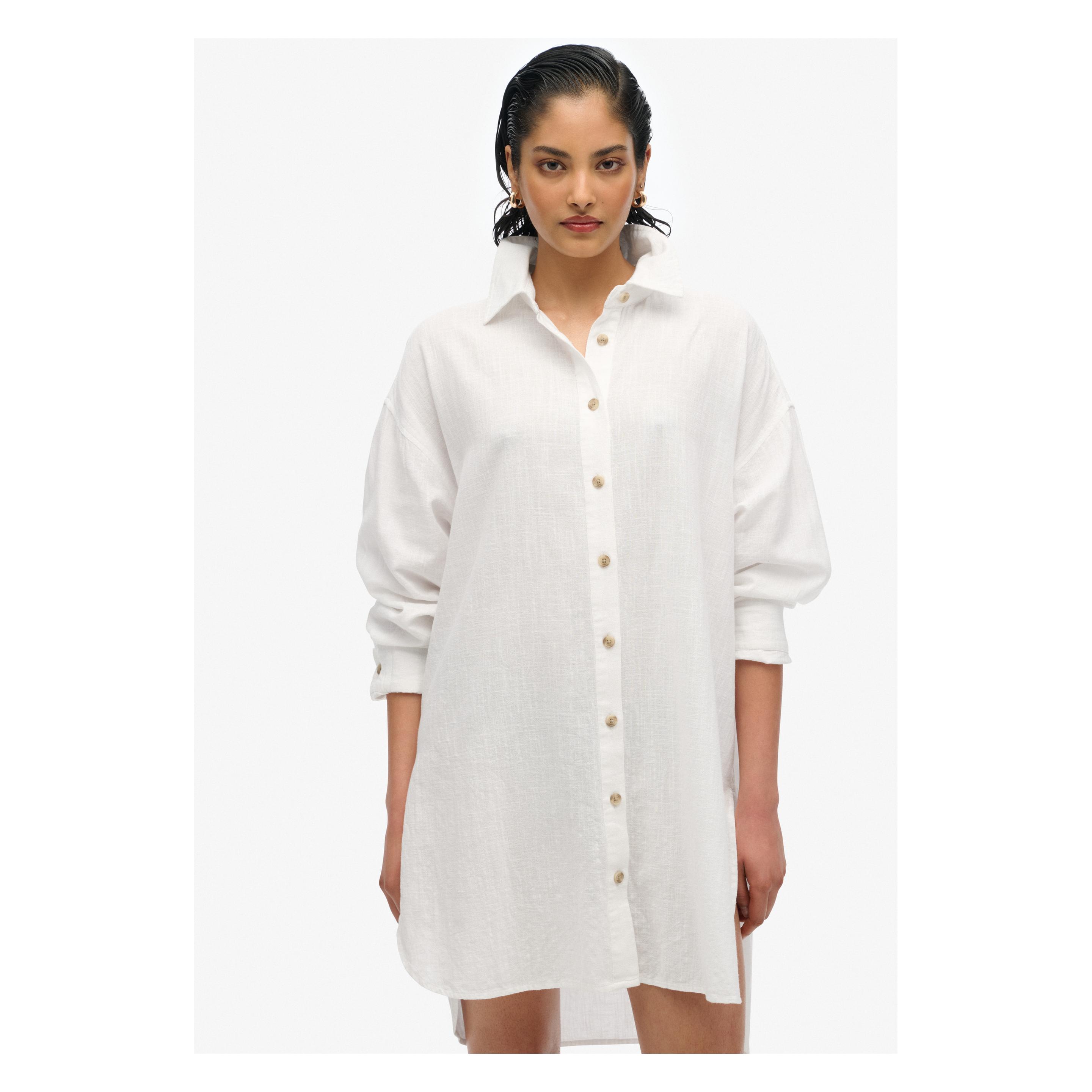Superdry, Damen, Hemden, Lang Geschnittenes Ibiza-Strandhemd, Weiss, (Xl)