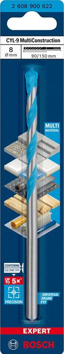 Produktbild Bosch Professional Zubehör EXPERT CYL-9 MultiConstruction Bohrer, 8 x 90 x 150 mm (8 Millimeter)