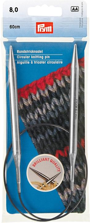 Produktbild Prym Rundstricknadel Messing, silber 8.00 mm, 60 cm, Beutel