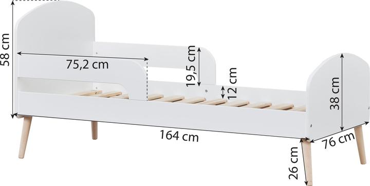 Produktbild Hoppekids Edles Kinderbett Kleinkinderbett aus MDF & massiver Eiche plus Rausfallschutz 70x160cm von (70 x 160 cm)