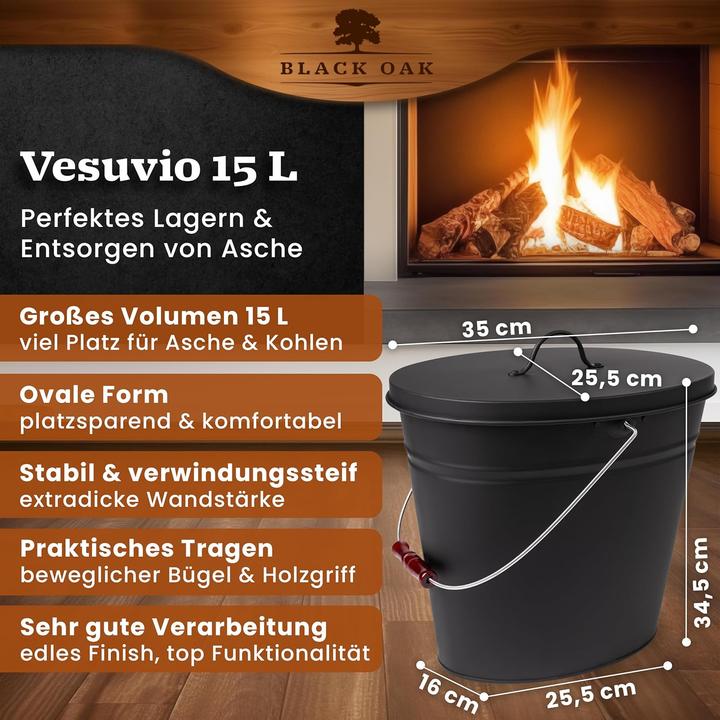 Produktbild Black Oak Ascheeimer Vesuvio, 15l, mit Deckel