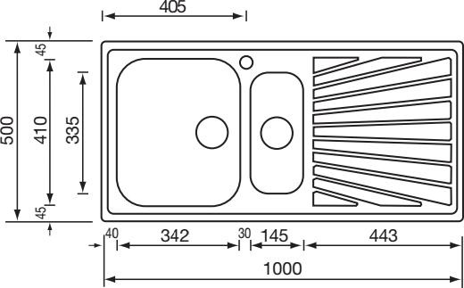 Immagine prodotto cometa 100 x 50 2V Lavello ad incasso Rettangolare Acciaio inossidabile (Lavello montato, 50 cm, 100 cm)