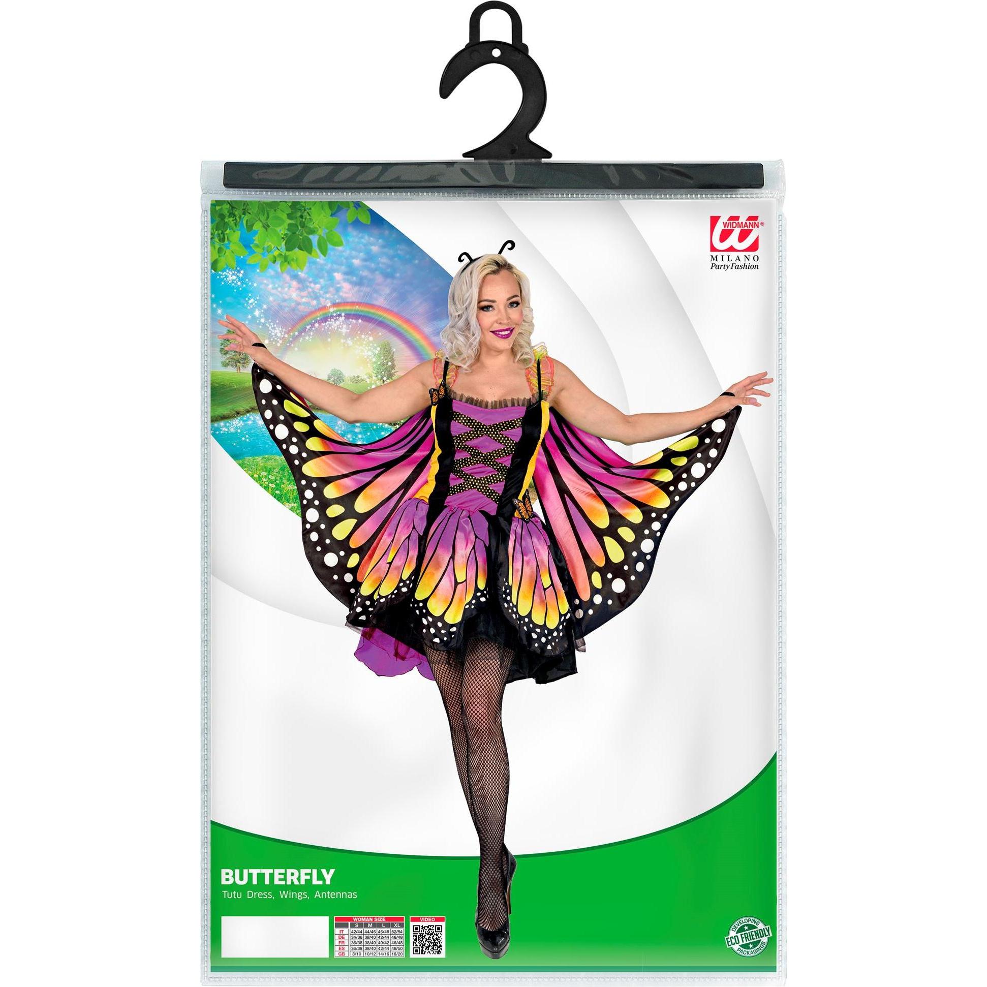 Thumbnail - Widmann SCHMETTERLING (Kleid mit Tutu, Flügel, Antennen), XS (XS)