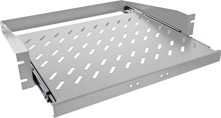 InLine 19" Fachboden ausziehbar, 350mm, 30kg, 2HE, RAL 7035 grau
