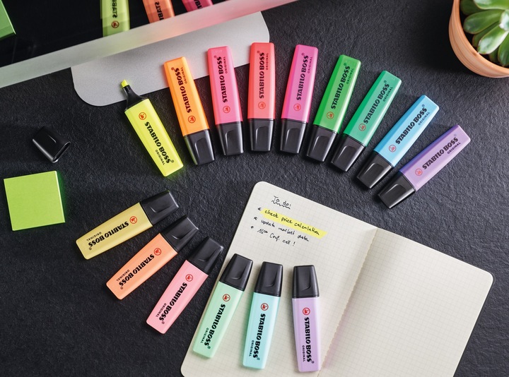 Image du produit STABILO Surligneur BOSS ORIGINAL (Orange, Jaune, Bleu, Vert, 5 mm, 4 x)