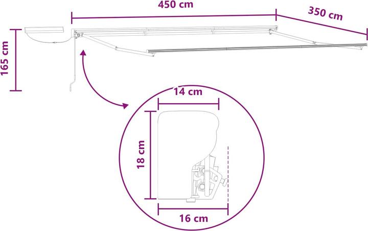 Produktbild vidaXL Elektrische ausziehbare Markise (3.50 m)