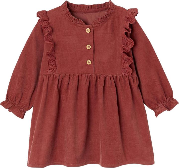 Actual product image Vertbaudet Mädchen Baby Cordkleid mit Volant und Lochstickerei (80)