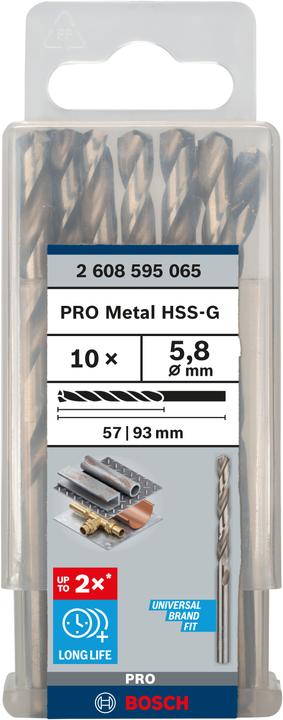 Actual product image Bosch Professional Zubehör PRO Metal HSS-G twist drill, 5.8 x 57 x 93 mm (5.8 mm)