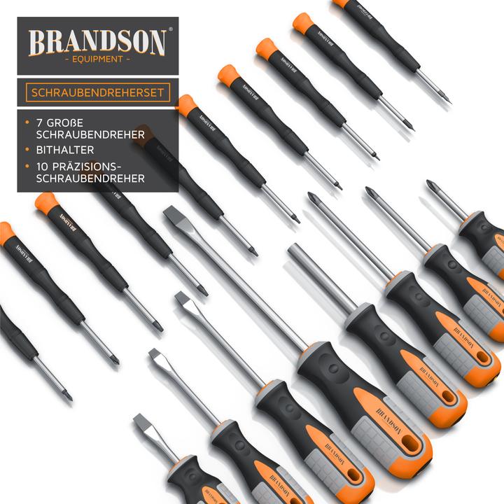 Produktbild Brandson Schraubendreher Set 36-teilig, magnetisch, 18 Bits + Bithalter, Schlitz, Kreuzschlitz, Feinmechanik (Phillipps-Kreuzschlitz (PH), Pin-torx, Pozidriv-Kreuzschlitz (PZ), Schlitz)