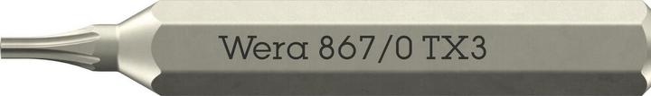 Actual product image Wera 867 Micro Bits TX 3 x 30mm (Hexagon socket TX)