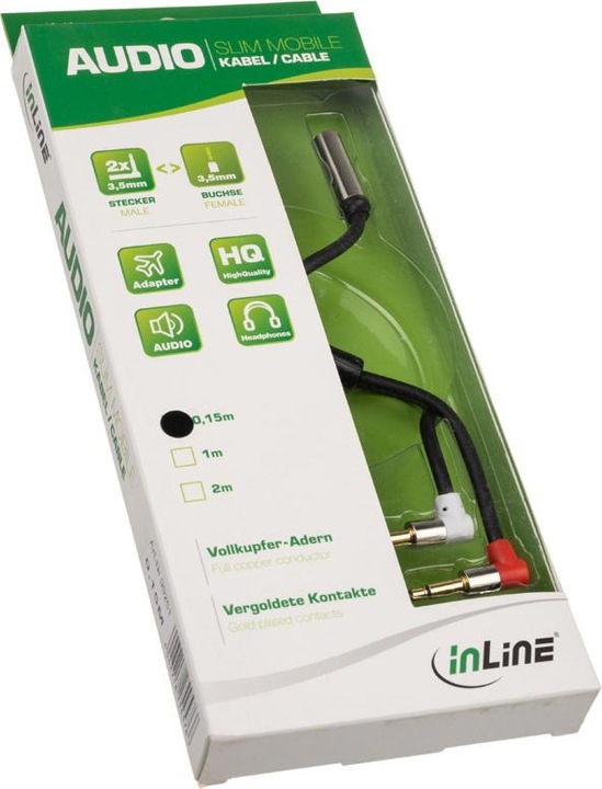 Actual product image InLine Slim Audio Kopfh. Aircraft Adapter Cab. (0.15 m, 3.5mm jack (AUX))
