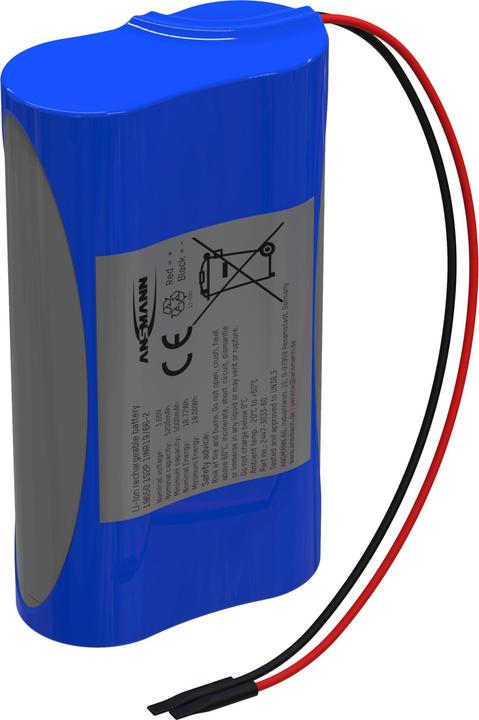 Ansmann 1S2P Akkupack 2x 18650 Kabel Li-Ion 3.6V 5200mAh Akkupack 2x Li-Ion 3. (1 Stk., 18650, 5200 mAh)