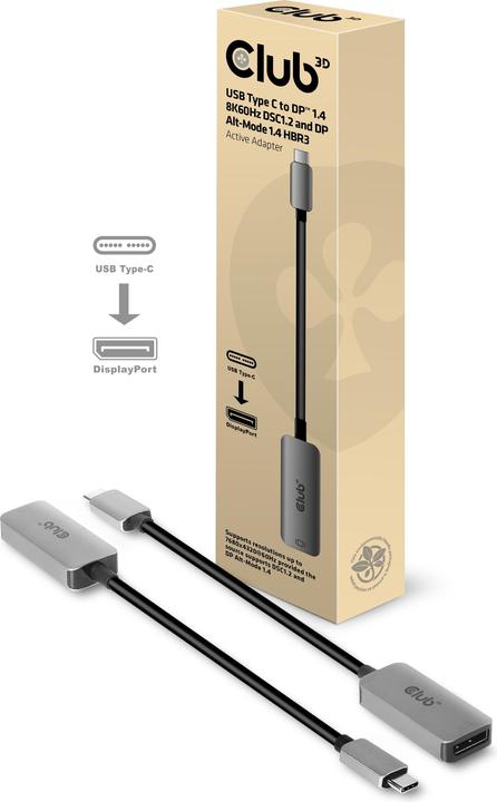 Produktbild Club 3D Adapter USB Type C - DisplayPort 1.4 (DP, 6 cm)