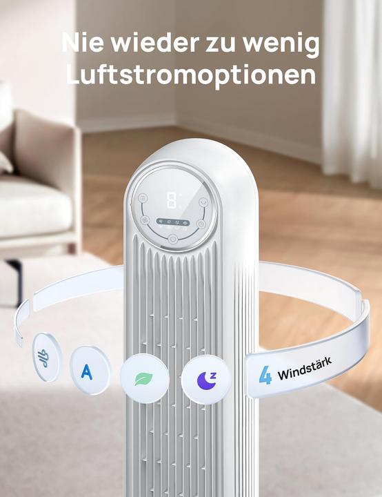 Actual product image Dreo Nomad One S Smart-Turmventilator mit WLAN & Fernbedienung (28 dB)