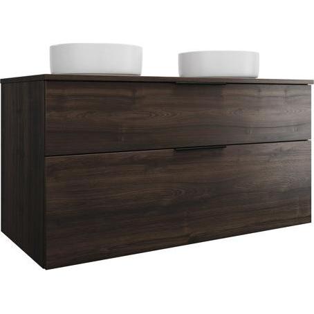 burgbad, Badmöbelset, Eqio Keramik-Aufsatzwaschtische links und rechts, rund, inklusive Waschtischunterschrank, Br