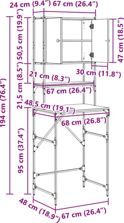 Produktbild vidaXL Waschmaschinen Schrank