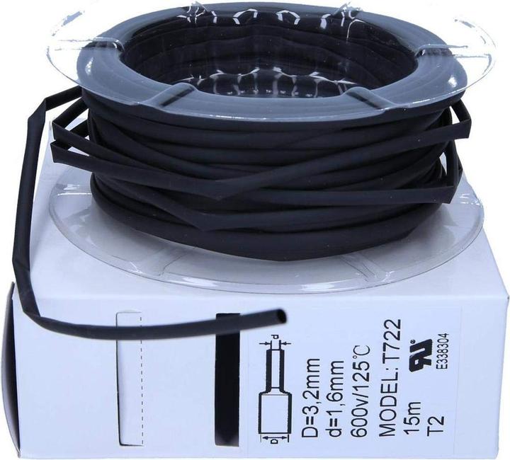 Actual product image Kalitec 15m heat shrink tubing black from 3.2mm to 1.6mm I 2:1 I Industrial quality from German dealer (1 x)