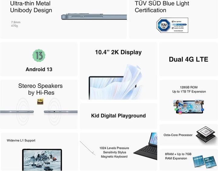 Productafbeelding Doogee T20S (Tablet 4G - 10,4", 128 GB, 8 GB RAM) Groen (10.40", 128 GB, Groen)