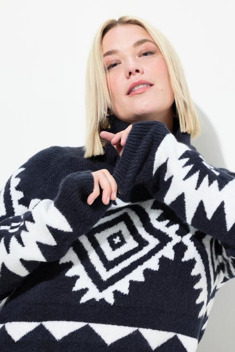 Immagine prodotto Ulla Popken Maglione dolcevita con design grafico e maniche lunghe (54)