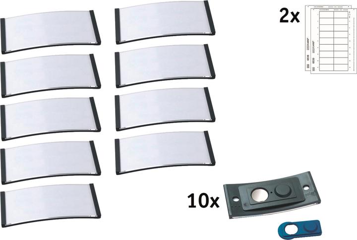 Actual product image Badgepoint POL30MA02-10DR Name badges, 65 x 30 mm, dark grey
