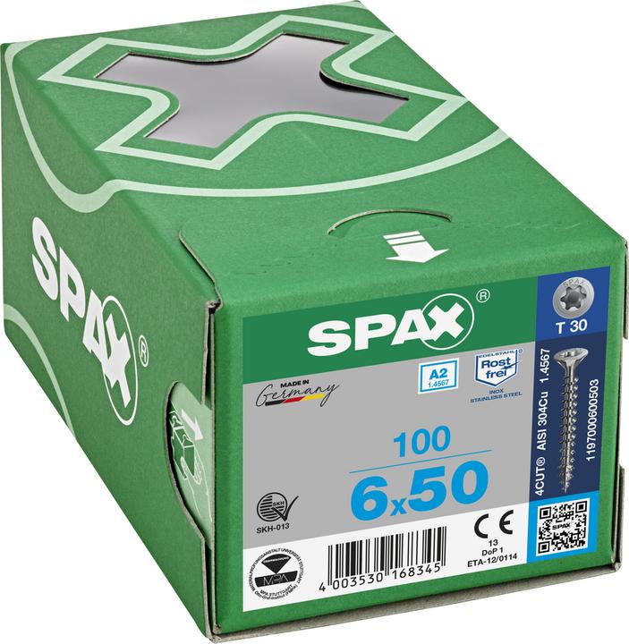 Actual product image Spax A2 Countersunk Multi-Head T-Star Plus T30 Fully Threaded (100 Screws per piece)