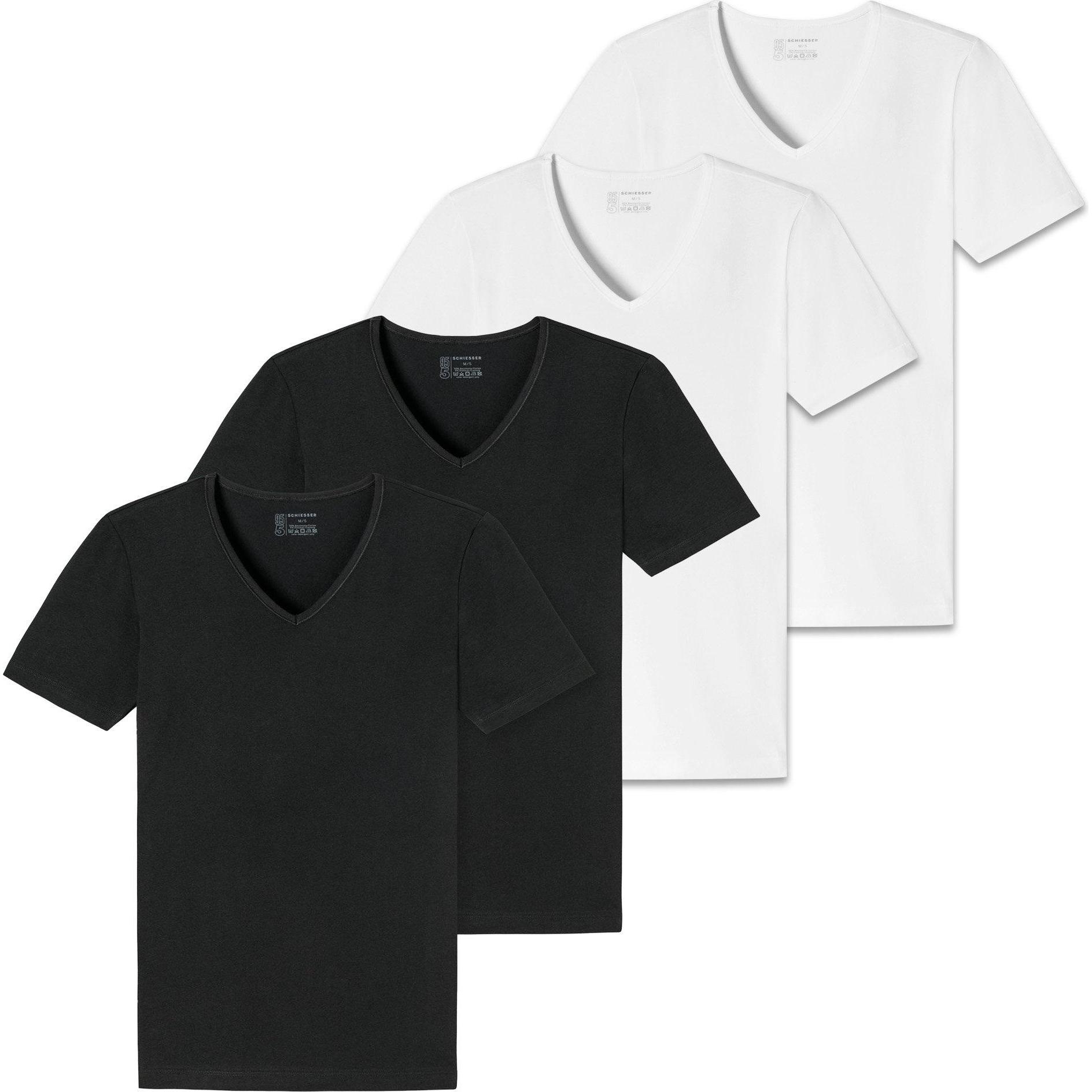 Schiesser, Herren, Shirt, T-Shirt Casual Bequem sitzend 2PACK T-shirt, Schwarz, (4XL)