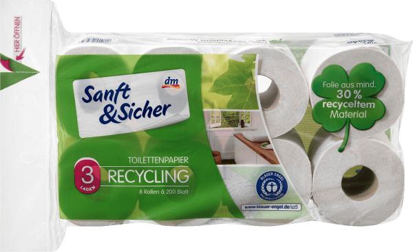Produktbild dm Sanft&Sicher Toilettenpapier Recycling (8 x)