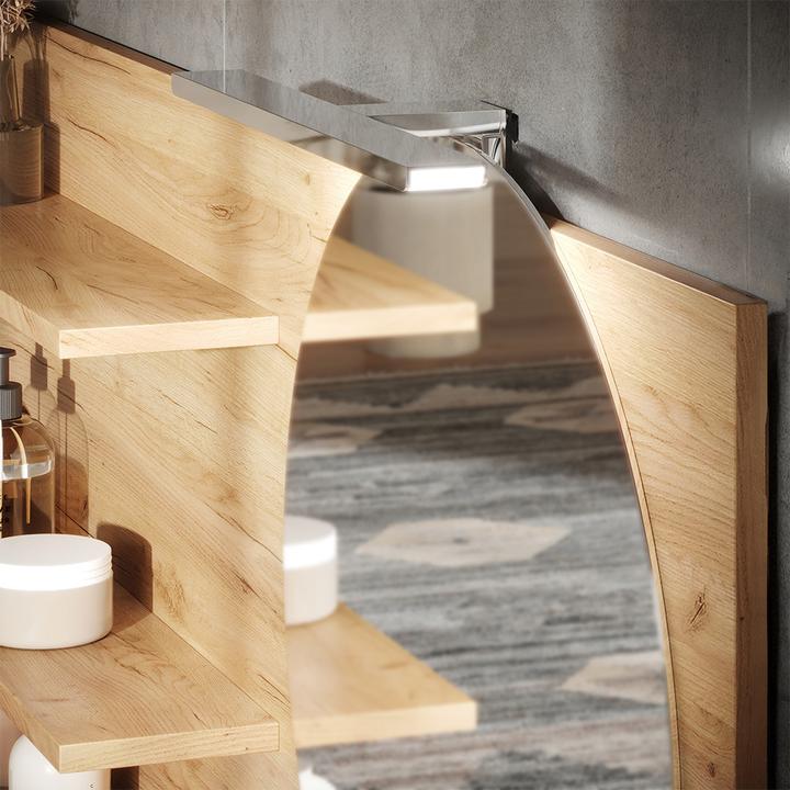 Actual product image Vicco Bathroom mirror cabinet Avena, Oak, 120 x 50 cm with 3 open compartments (120 x 13.50 x 50 cm)