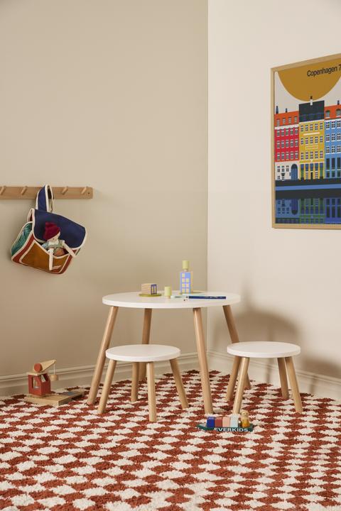 Produktbild Kids Concept Tisch und zwei Hocker, weiss (Kinderhocker)