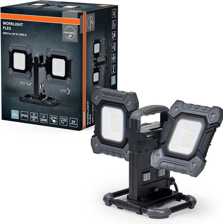 Image du produit Ledvance OSRAM LED Aussen-Strahler WORKLIGHT VALUE FLEX 2x30W 865 Kaltweiss 4099854430572 (6600 lm)