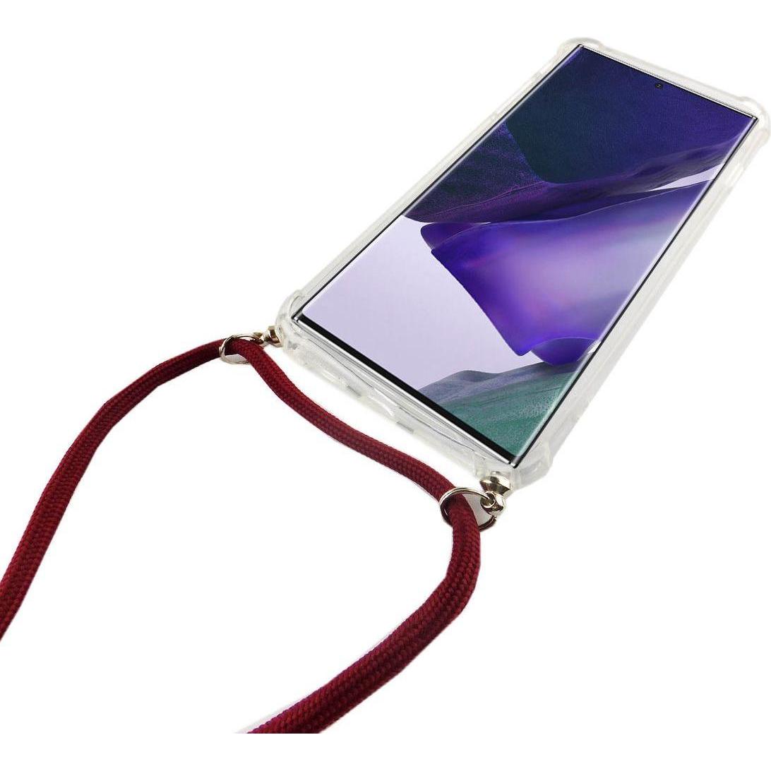 Thumbnail - König Design Handykette für Samsung Galaxy Note 20 Ultra Hülle mit Band zum umhängen Rot Neu, Handykette, Transparent