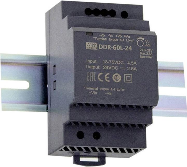 MeanWell Hutschienen DC/DC Wandler (DIN Rail) 12 V/DC 5 A 60 W 1 x