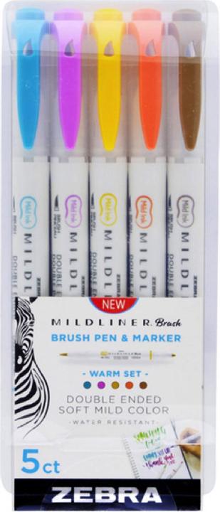 Zebra Mildliner Brush Marqueur chaud 5 couleurs (5x)