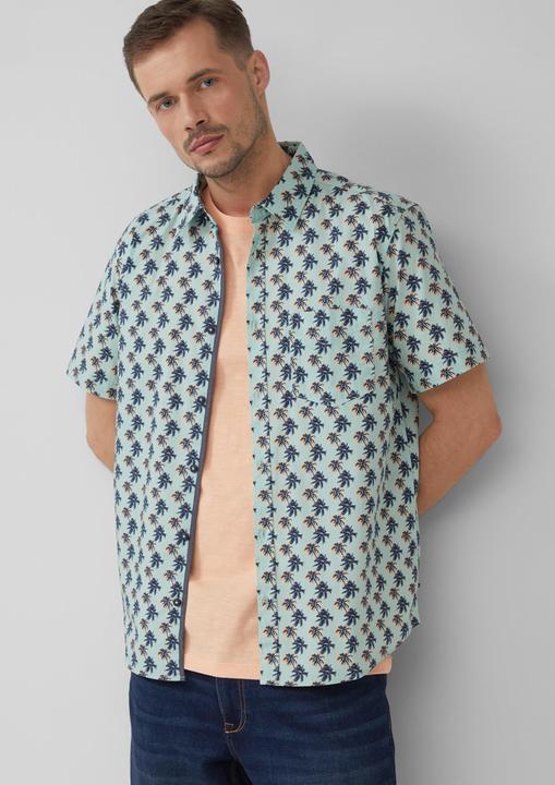 Immagine prodotto S.Oliver Hemd Regular Fit: Gemustertes Kurzarmhemd aus Baumwollstretch (XL)