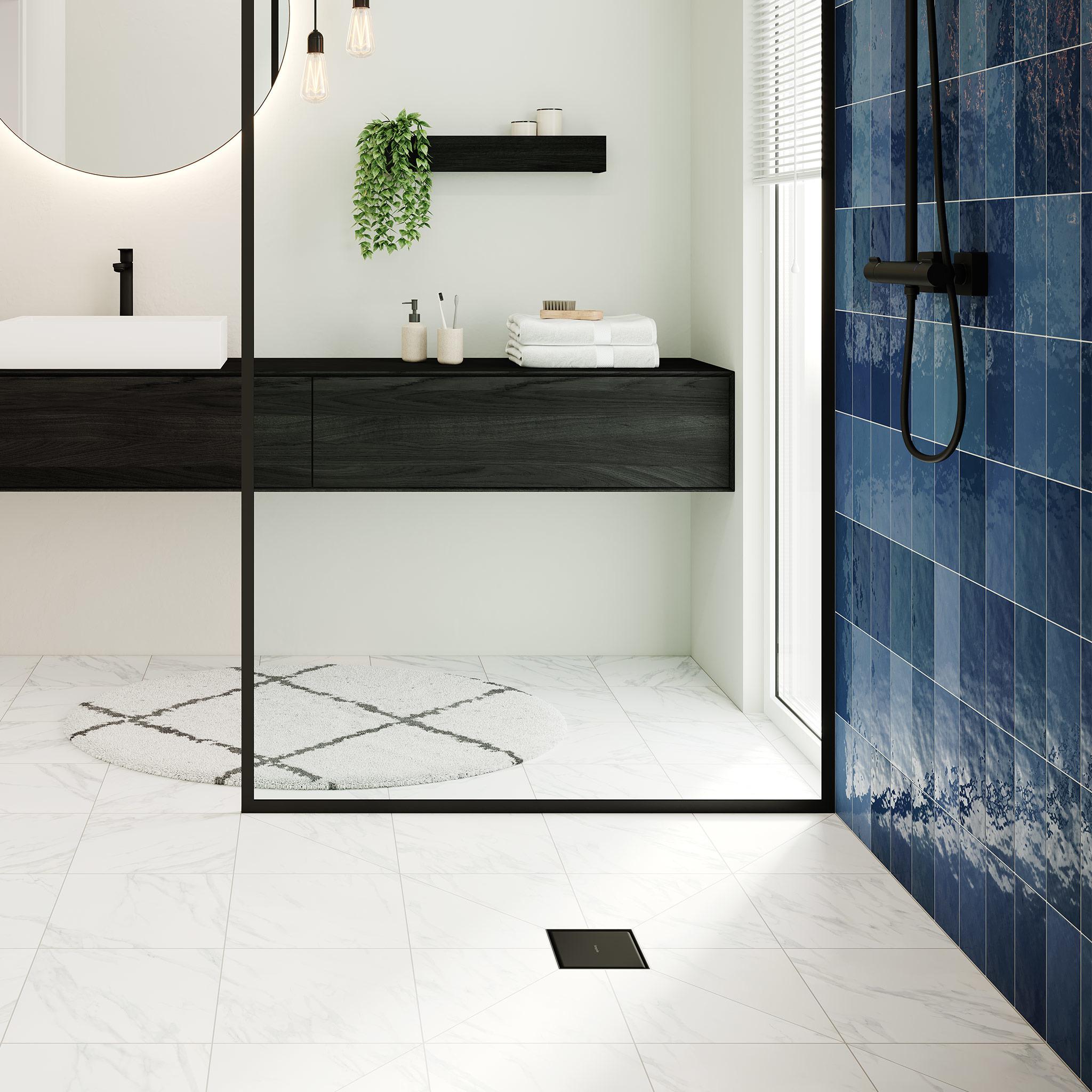 Thumbnail - hansgrohe, Duschrinne, HG Punktablauf RainDrain Point Komplettset 150x150mm mattschwarz (467 mm)