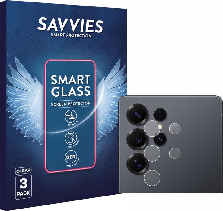 Produktbild Savvies Panzer Schutzglas für Samsung Galaxy S25 Ultra (NUR Kameraschutz) Schutzfolie Displayschutz Display (3 Stk., Samsung Galaxy S25 Ultra)